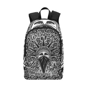 Mochila escolar tipo cartera con bolsillos de malla, bolso de mano, diseño de la Estatua de la Libertad de Nueva York.