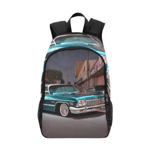 Mochila escolar, bolso de mano, estilo lowrider, estilo arte chicano, bolso Low Rider