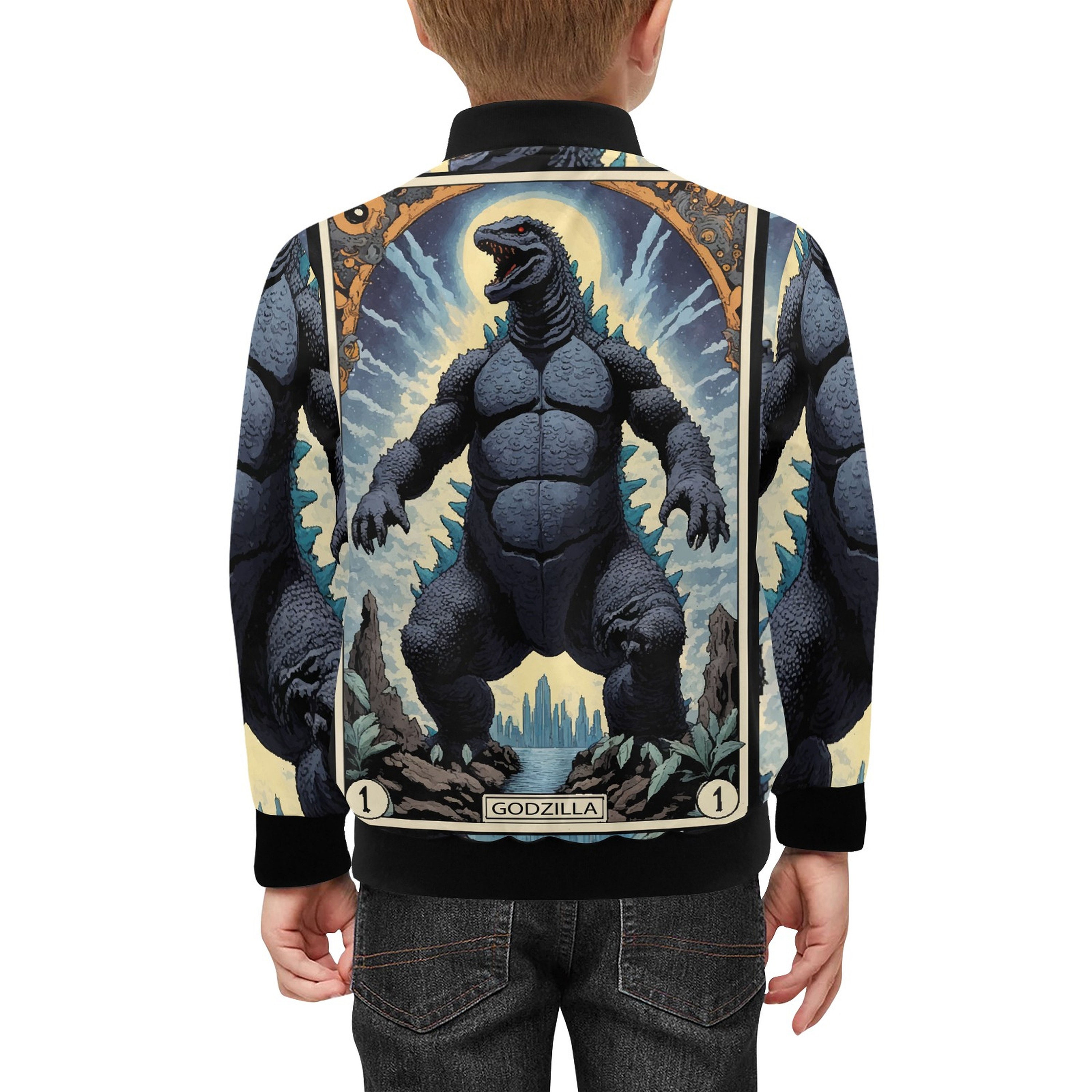 Kids Bomber Jacket With Pockets Godzilla Gojira Kaiju Retro Etsy