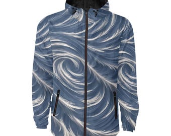 Windbreaker Men Abstract Pattern Jacket Men's Jackets with Hood