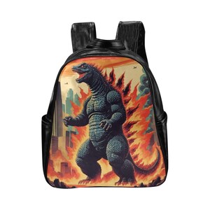 Mochila Godzilla Mochila PU Cuero Retro Godzilla Mochilas Kaiju Gojira Godzillas Mochila