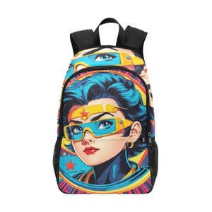 Sac à dos d'école, cartable, sac à dos, super-héros, bande dessinée, graffiti, dessin animé, rétro, fille