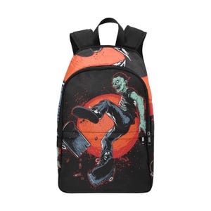 Sac à dos d'école, cartable, sac à dos avec poches en filet, sac à main, sac d'horreur, Halloween, zombie, skateboard