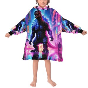 Kinderen Deken Hoodie Godzilla Gojira Kaiju deken kunst Comics Retro Neon Cartoon Monster Godzillas