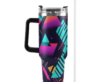 Stainless Steel Mug Coffee 40oz 80s Pattern