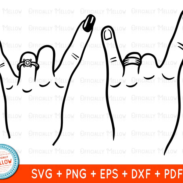 Wedding Fingers SVG, Bride and Groom SVG, Rock Horns SVG, Engagement Ring svg, Rock n Roll Wedding, Digital Download