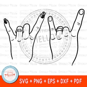 Dedos de boda SVG, Novia y novio SVG, Boda de rock, Descarga de boda, Cuernos de roca SVG, Anillo de bodas svg, Boda Svg