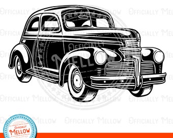 Car SVG, Vintage Car SVG, Car Lover Gift, Car Sublimation, Car Cricut, Car Clipart, Car Vector, Black and White Car SVG, Car Printables