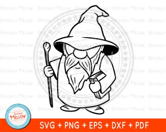 Magic Wizard SVG, Wizard PNG, Wizard with Staff, Wizard with Robe, Gnome Wizard SVG, Wizard Svg, Magic Svg files for Cricut