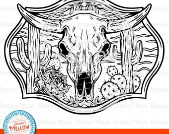 Bull Skull Western SVG: Cowboy Design (Digital Download)