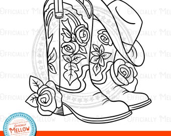 Cowgirl Boots with Flowers SVG: Western Rodeo Clipart (Digital Download)