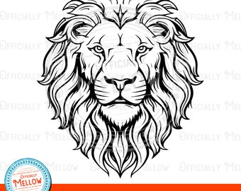 Lion Head SVG: Leo Zodiac Printable, Black and White Lion (Digital Download)