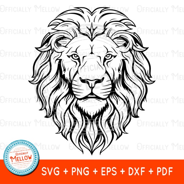 Lion SVG, Leo svg, Lion Gifts, Lion Head SVG, Leo Zodiac SVG, Lion Printable, Black and White Lion, Lion Outline svg, Lion Download