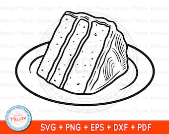 Birthday Cake SVG, Cake Slice SVG, Cake Clipart, Cake Slice Drawing, Cake Vector, Cake Outline, Birthday Party Elements, Digital Download