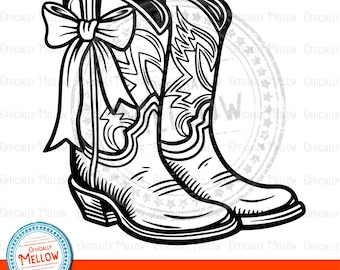 Bow Boots SVG, Cowgirl Cut File, Western Digital Download