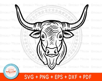 Bull Head SVG, Rodeo Bull Svg, Bull SVG, Bull Clipart, Bull Vector, Western SVG, Cattle Svg, Ranch svg, Bull Head Cut File, Digital Download