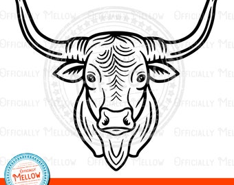 Bull Head SVG, Rodeo Bull Svg, Bull SVG, Bull Clipart, Bull Vector, Western SVG, Cattle Svg, Ranch svg, Bull Head Cut File, Digital Download