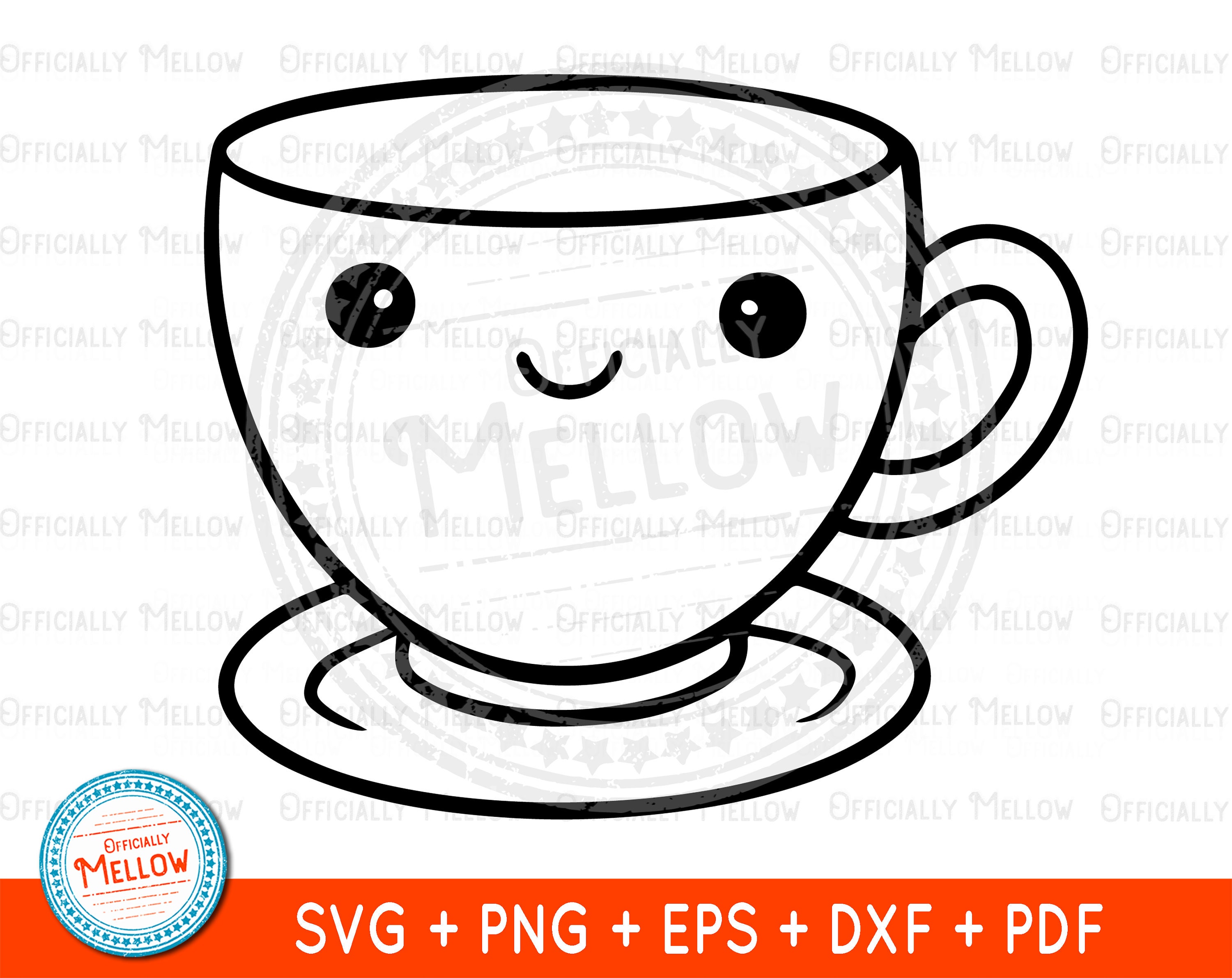 Tea Cup SVG Tea Party Clipart Kawaii Tea Cup Cute Tea Cup Etsy