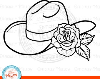 Cowboy Hat with Rose SVG: Cowgirl Western Download (Digital Files)