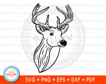 Buck Head SVG, Deer Svg, Hunting Gifts, Hunting SVG, Deer Clipart, Deer Vector, Deer Head Cut File, Deer Hunting Svg, Instant Download