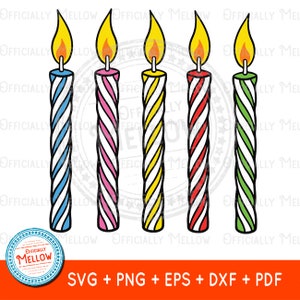 Velas de aniversário SVG, velas SVG, clipart de aniversário, downloads de aniversário, clipart de vela, arquivos cortados de vela de aniversário, vela PNG