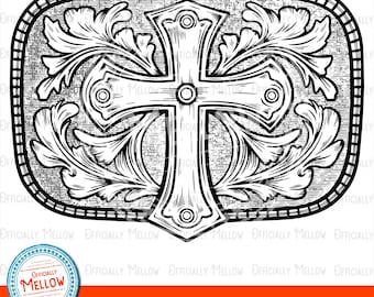 Cross Belt Buckle SVG: Christian Western Design (Digital Download)