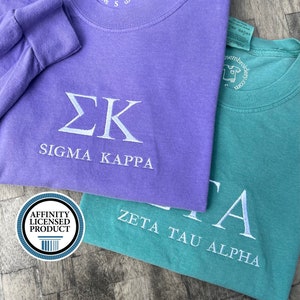 Embroidered Sorority Long Sleeve T-shirt Sorority Pullover - Etsy