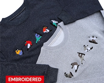 Snowboard Tricks Embroidered Crewneck Sweatshirt | Skiing Sweater | Snowboarding Sweater | Apres Ski | Long Sleeve | Snowboarder Gift
