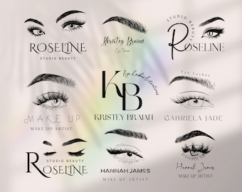 9 bearbeitbares Beauty Studio-Logo, Beauty-Logo-Designs, Wimpernverlängerungs-Logo, Lash Tech-Logo, Make-up-Künstler-Logo, Small Business Branding