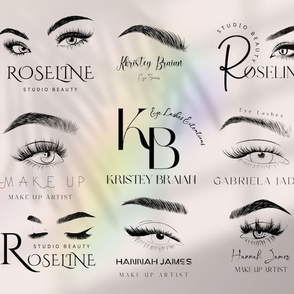 9 Editable Beauty Studio Logo,Beauty Logo Designs, Eyelash Extension Logo, Lash Tech logo, Makeup Artist Logo, Small Business Branding