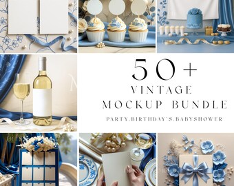 Blue Vintage Mockups Bundle,Birthday Cards Mockup Bundle,Baby Shower Mockup Pack,5x7 Invitation Mockup,Wedding Bundle,zazzle Mockup