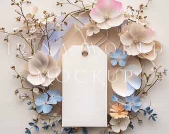 Floral Geschenkanhänger Mockup, 2x3,5 Tag Mockup,Bevorzugung Tag Mockup,Danke Tag Mockup,Rechteck Tag Mockup,PSD Mock,Hang Tag Label Mockup