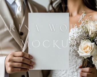 Wedding Invite Mockup,Elegant 5x7 Invitation Mockup,Greeting Card Mockup,Stationery Mockup Smart Object,Minimalist Card Mock-up