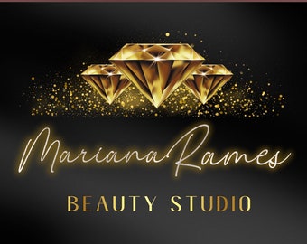 Diamant-Silber-Gold-Logo-Design, Beauty-Logo, Schmuck-Logo, Salon-Logo, vorgefertigtes Logo, Signatur-Logo, Boutique-Logo, glänzendes Logo, Luxus-Logo
