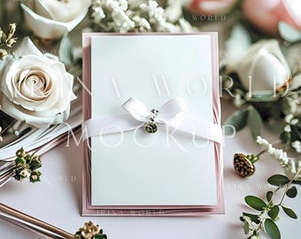 Wedding Invite Mockup,Elegant 5x7 Invitation Mockup,Greeting Card Mockup,Stationery Mockup Smart Object,Minimalist Card Mock-up