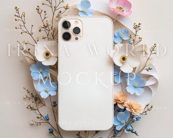 Mockup de capa de celular floral, mockup de capa de celular, mockup de capa de iPhone, mockup de iPhone, capa de celular em PSD, mockup em PSD