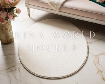 Round Rug Mockup PSD,Room Carpet Mockup,Nursery Area Rug Mockup,Interior Design Templates for Rug,Home Decor Mockups