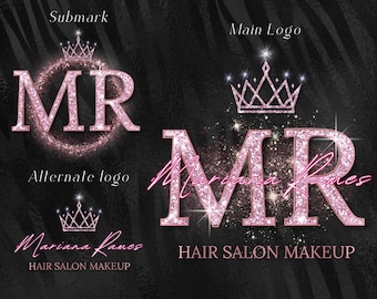 Rose Gold Glitzer Krone Logo Design,Beauty Logo,Schmucklogo,Salon Logo,vorgefertigtes Logo,Signatur Logo,Boutique Logo,glänzendes Logo,Luxus Logo