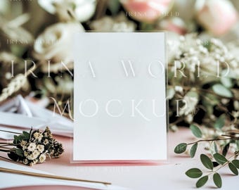 Wedding Invite Mockup,Elegant 5x7 Invitation Mockup,Greeting Card Mockup,Stationery Mockup Smart Object,Minimalist Card Mock-up