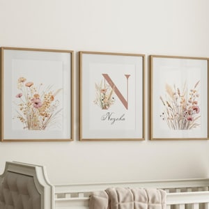 Custom wildflower Nursery prints|Name wall art| Floral Name Nursery wall Art |Personalized Wall Art | Boho Wildflower Digital Print