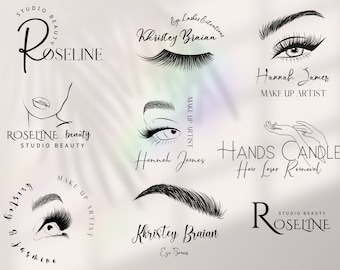 9 bearbeitbares Beauty-Studio-Logo, Beauty-Logo-Designs, Wimpernverlängerungs-Logo, Lash Tech-Logo, Make-up-Künstler-Logo, Branding für kleine Unternehmen