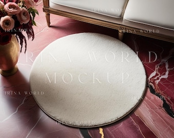 Round Rug Mockup PSD,Room Carpet Mockup,Nursery Area Rug Mockup,Interior Design Templates for Rug,Home Decor Mockups