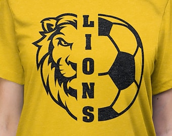 Lions Soccer Design, Lion Logo SVG, T-Shirt File (Digital Download)