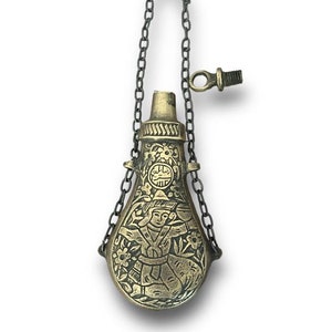 Ottoman Antique Brass Gunpowder Flask – Handmade Vintage Replica – Decorative Military Collectible – Oriental Home Decor Gift
