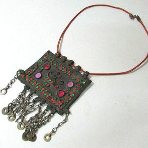 Pendant Ottoman Turkish Antique Alpaca Stones Amulet Necklace Decorated  Pendants Hamayıl,  Enamel Ethnic Jewelry