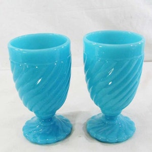 Vintage Opaline Glass 2 Pcs, Very Stylish and Beautiful, Glass Art Turquoise Home Office Cafe Decor Gift