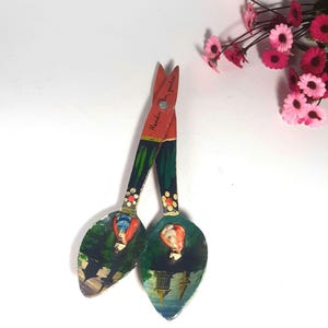 Vintage  Spoon 2 Pcs  Handmade and Painted Decorative Konya Mevlana Spoons, Derwish Picture Antique Anatolian wood  Wall Decor