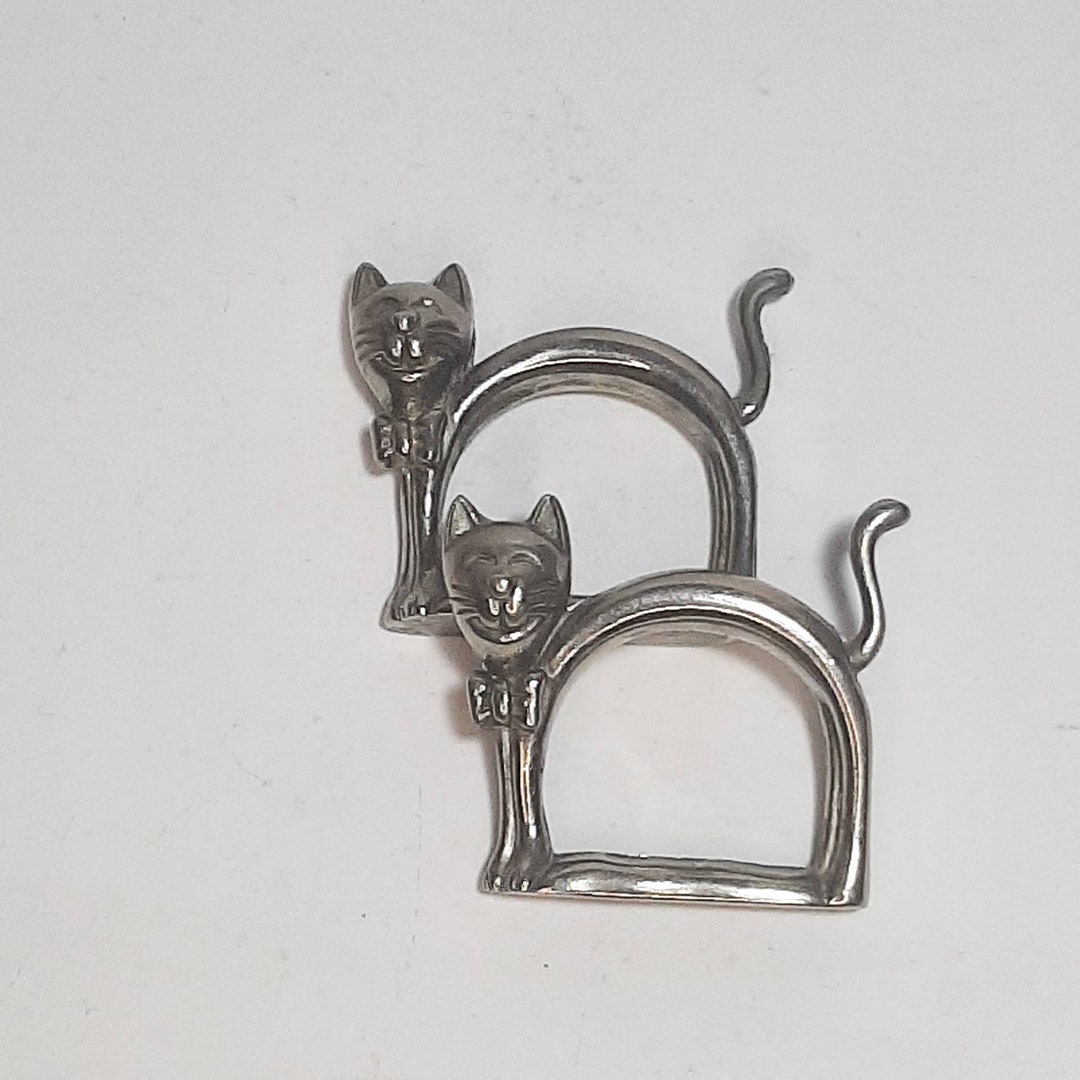 Vintage Cat Napkin Metal Serviette Holder Ring 2 Pieces Set Etsy