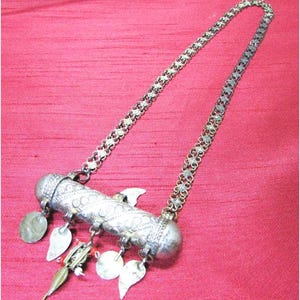 Ottoman Turkish Antique Silver Amulet Necklace Decorated, Sultan Jewelry Woman Gift  Pendants Hamayıl Jewelry 41.6 Gr RaRe
