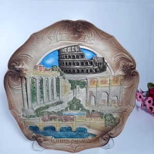 Vintage Italy Roman Themed Wall Plate Ornament Embossed,  Decotative Plate Vintage hand-painted decorative | Handmade in Italy